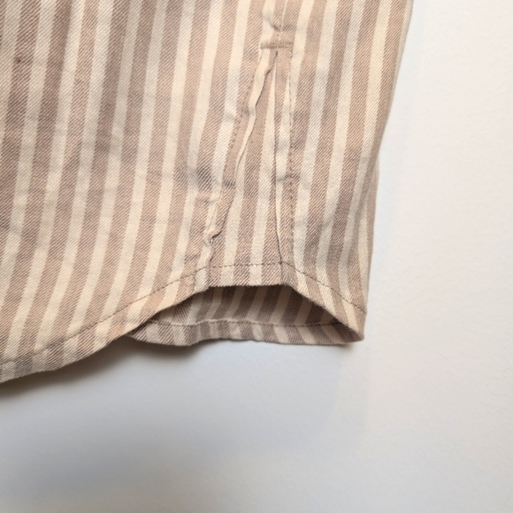 Nic+Zoe Linen Blend Tan Nude Striped Tie Waist Collared Sleeveless Dress Size XL - Picture 6 of 9